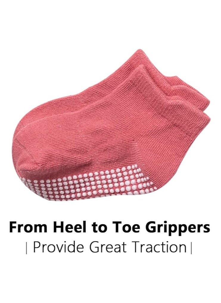 ORiTi - Toddler Socks for Boys and Girls  Non Slip Baby Socks  Breathable Low Cut Anti Skid Socks for Kids (Girl Solid, 1-3 Years) - Image 1