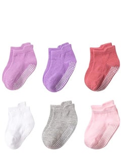 Toddler Socks for Boys and Girls  Non Slip Baby Socks  Breathable Low Cut Anti Skid Socks for Kids (Girl Solid, 1-3 Years)