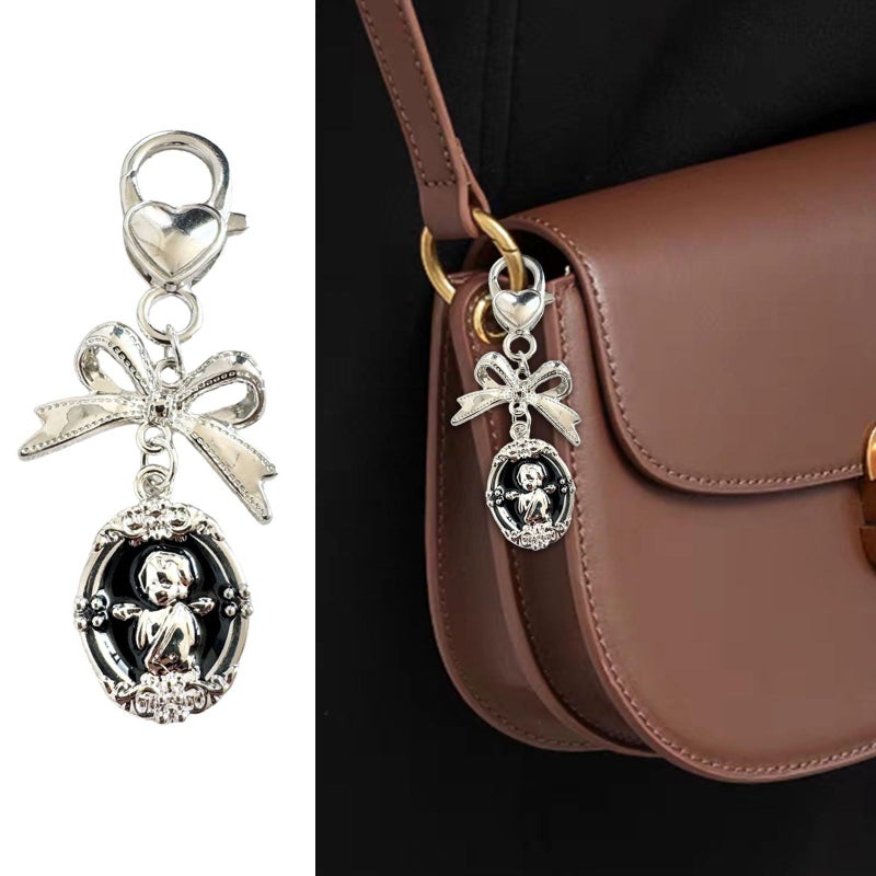 Korean Inspired Retro Bowknot Keychain Elegant Alloy White Chain Accessory For Bags Keys Fashion - Image 3