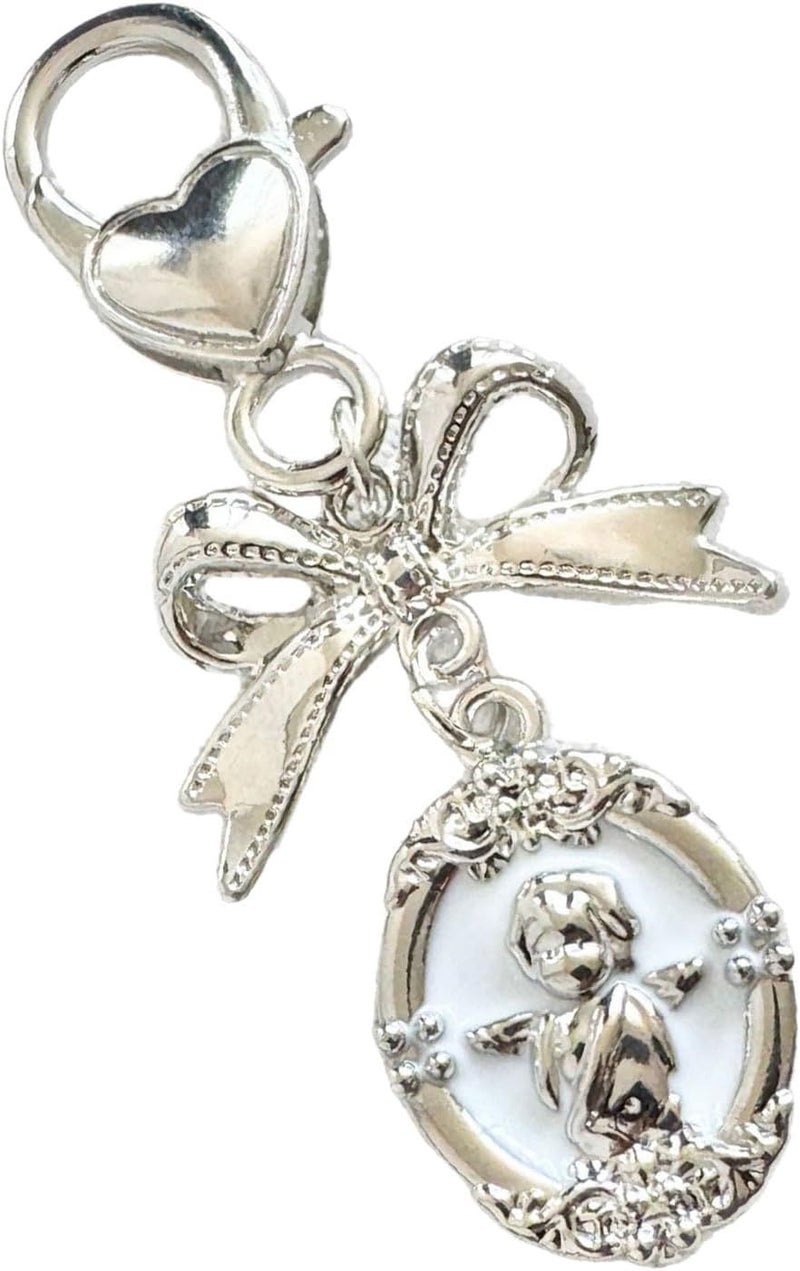 Korean Inspired Retro Bowknot Keychain Elegant Alloy White Chain Accessory For Bags Keys Fashion - Image 1