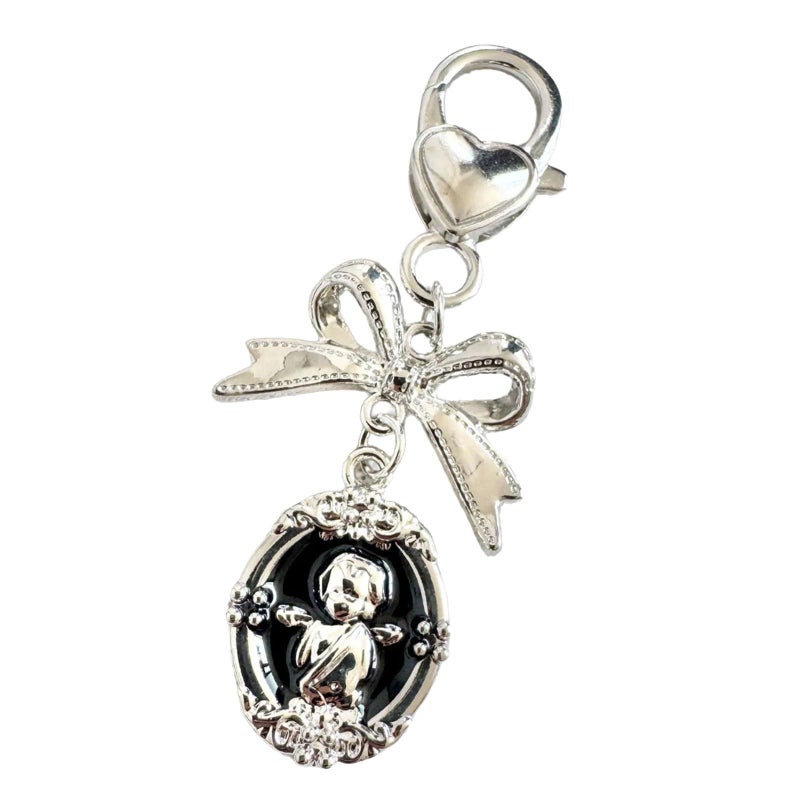 Korean Inspired Retro Bowknot Keychain Elegant Alloy White Chain Accessory For Bags Keys Fashion - Image 2