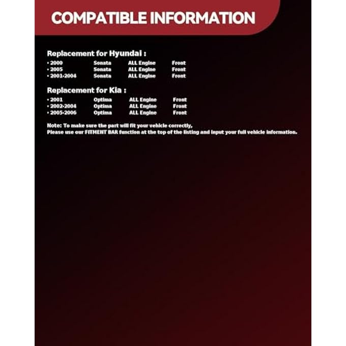 AUTOSITY مجموعة كاملة من الدعامات الأمامية والصدمات البديلة لسيارة سوناتا 2000-2005 أوبتيما 2001-2006 مع دعامات زنبركية لولبية وممتص صدمات 171417 * 2 قطعتين - Image 3