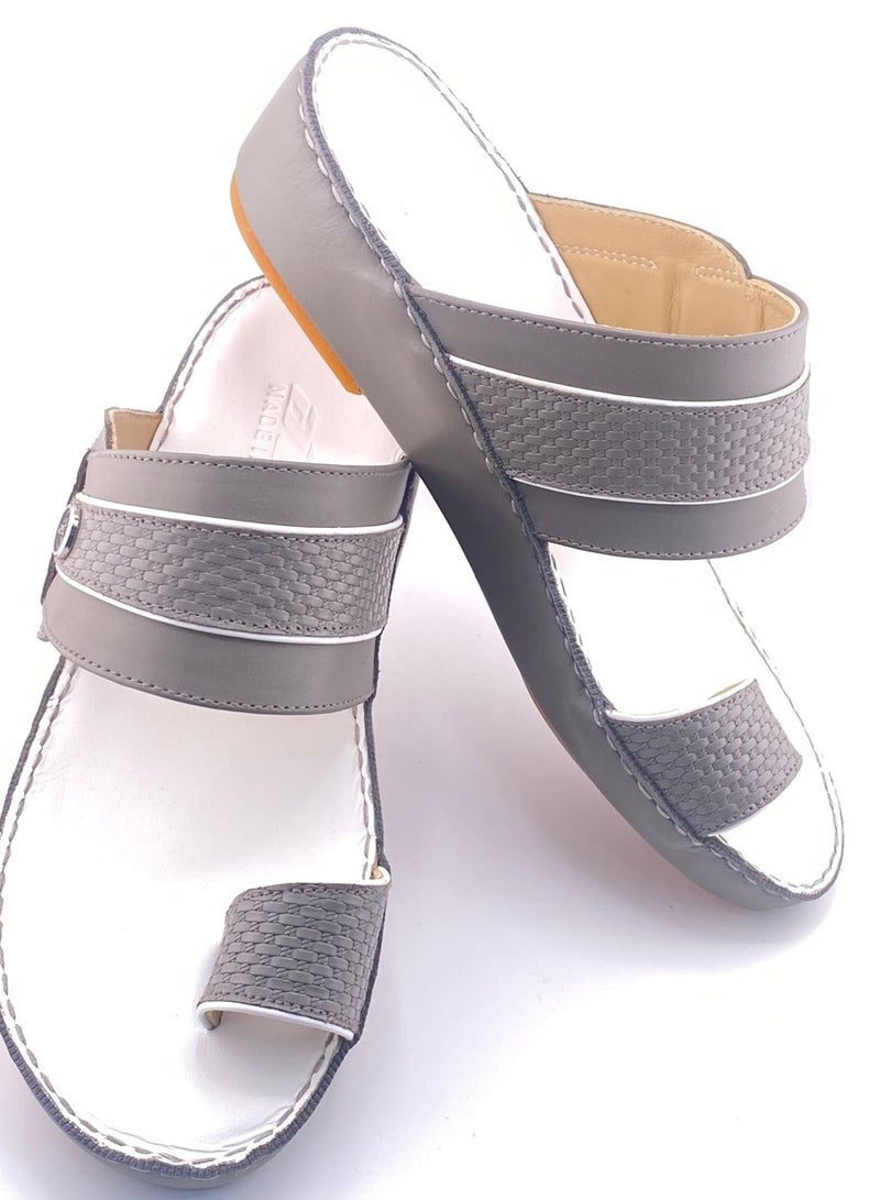 النهام شبشب جلدي بالكامل للرجال – نعل أبيض، تصميم كاجوال مريح - Image 1