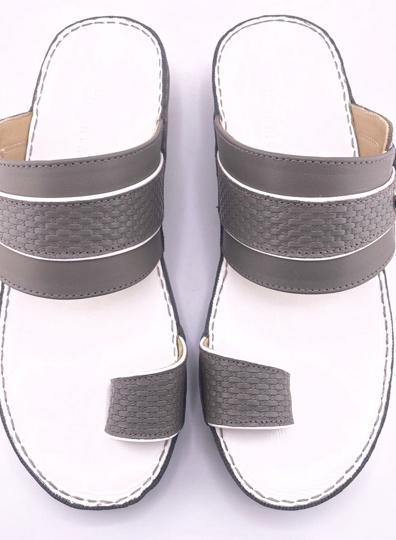 النهام شبشب جلدي بالكامل للرجال – نعل أبيض، تصميم كاجوال مريح - Image 2