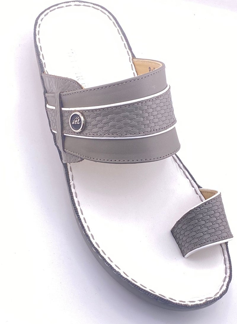 النهام شبشب جلدي بالكامل للرجال – نعل أبيض، تصميم كاجوال مريح - Image 3