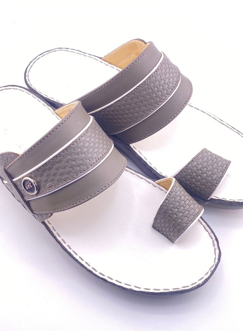 النهام شبشب جلدي بالكامل للرجال – نعل أبيض، تصميم كاجوال مريح - Image 4