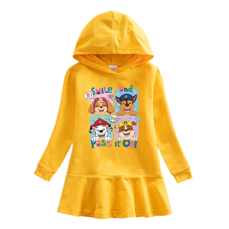 2023 New Children'S Hooded Sweatshirt Dress Cartoon Girl Baby Casual Western Style Dress - Image 5