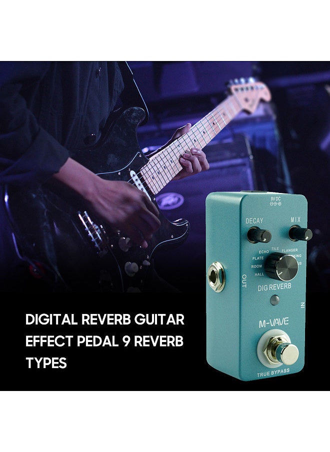 M-VAVE - dig reverb digital reverb guitar effect pedal 9 reverb types decay & mix control true bypass full metal shell - Image 1