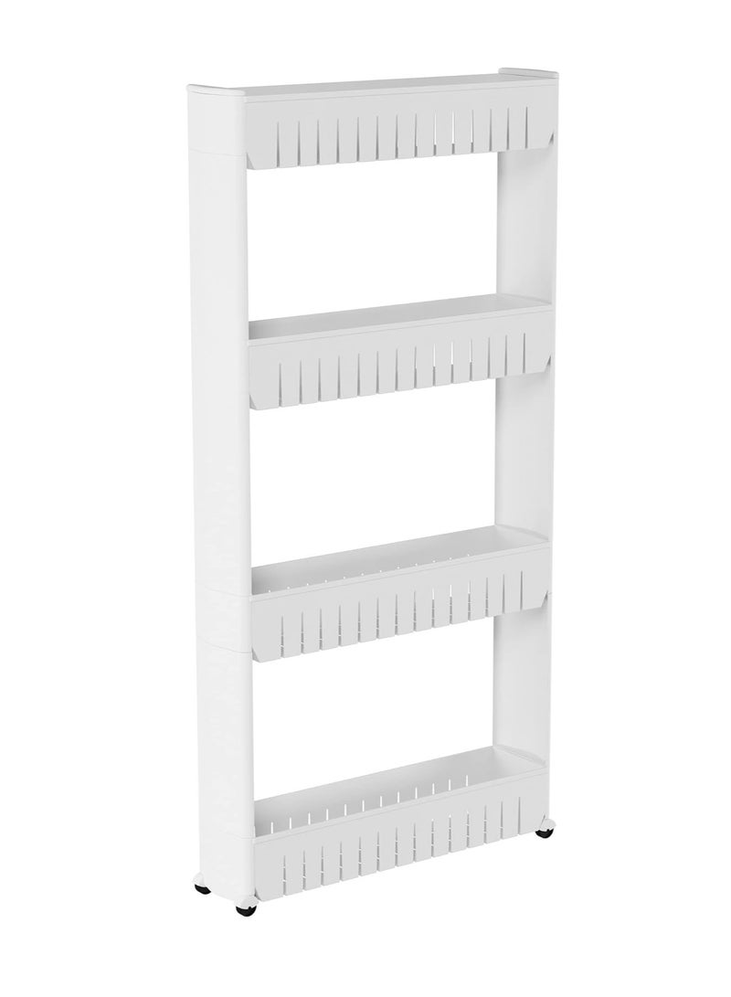 4 Tiers Storage Rack Home Mobile Shelving Unit Organizer with Wheel Storage Baskets, Slim Slide Out Pantry Storage Rack for Bathroom Livingroom Kitchen  - Image 2
