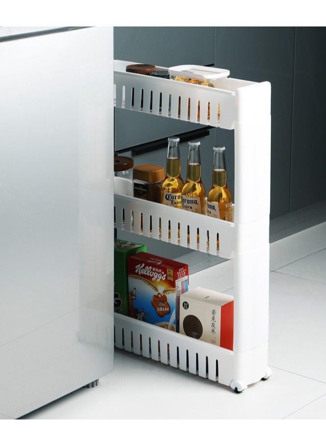 4 Tiers Storage Rack Home Mobile Shelving Unit Organizer with Wheel Storage Baskets, Slim Slide Out Pantry Storage Rack for Bathroom Livingroom Kitchen  - Image 4
