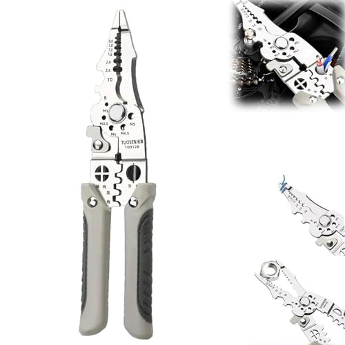 TROFFLLY Multifunctional Wire Stripper Crimper Cable Cutter Pliers Professional Electrical Wire Stripping Tool Multipurpose Wire Stripper for Electrical Cable Cutting 1PCS - Image 2
