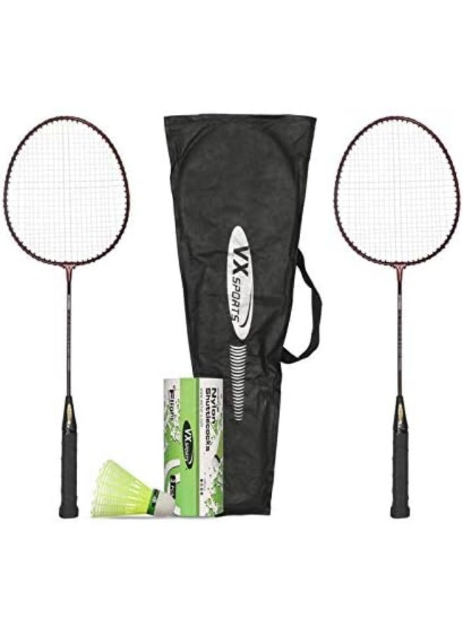 فيكتور أكس مجموعة مضارب تنس الريشة Vector X VXB0 لكبار السن – مضربان من الألومنيوم مع ٣ ريشات للتمرين والتدريب - Image 1