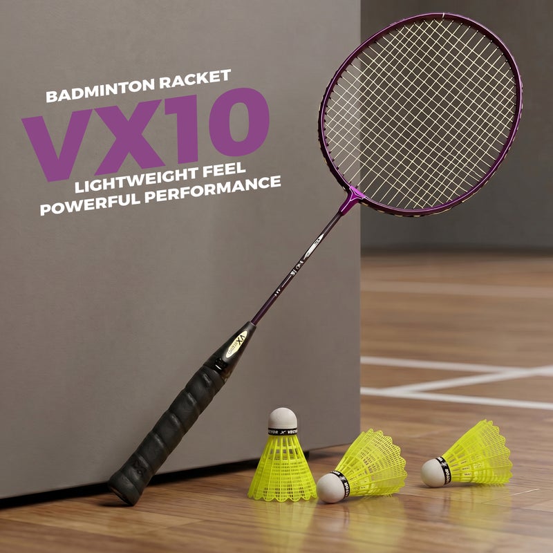 فيكتور أكس مجموعة مضارب تنس الريشة Vector X VXB-10 للكبار - مضربان من الألومنيوم مع 3 كرات ريشة للتدريب والممارسة - متعدد الألوان - عنوان طويل مناسب لمحركات البحث - Image 1