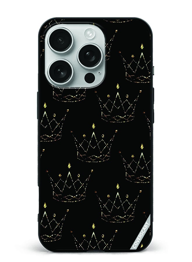 غطاء حماية لجهاز آبل آيفون 16 برو ماكس بتصميم تاج أسود