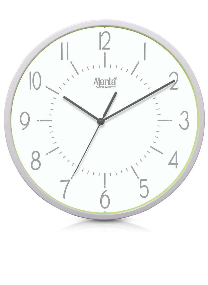 Ajanta Real Silent Sweep Movement Designer Clock Wall Clock Green (Plastic, 118Wx118Lx16H Inches) 
