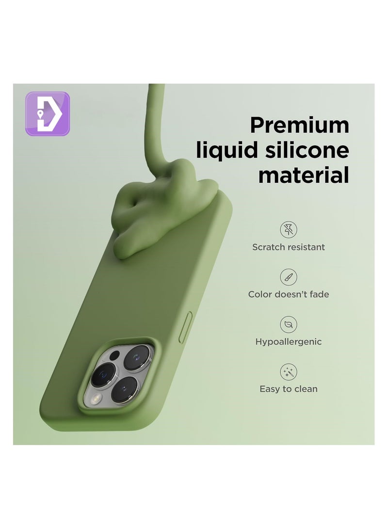 Delivus iPhone 14 Pro Max Case Silicone Cover Soft Liquid Gel Rubber Cover Anti Scratch Anti Fingerprint Anti Drop (Green) - Image 3