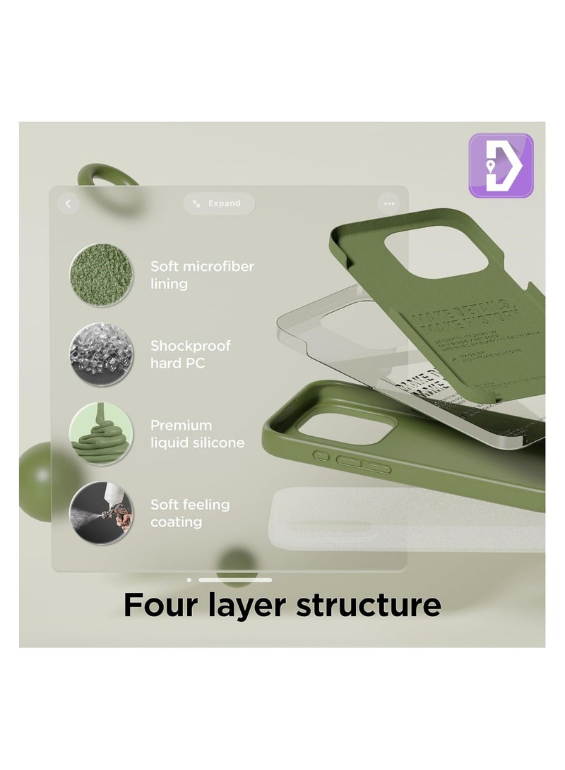 Delivus iPhone 14 Pro Max Case Silicone Cover Soft Liquid Gel Rubber Cover Anti Scratch Anti Fingerprint Anti Drop (Green) - Image 4