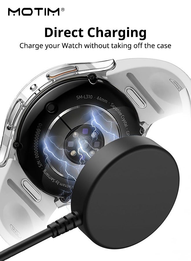 Motim Screen Protector Case for Samsung Galaxy Watch 7 44mm, Hard PC Bumper Cover with Tempered Glass Film Protective Cover, High Sensitivity  - Image 3