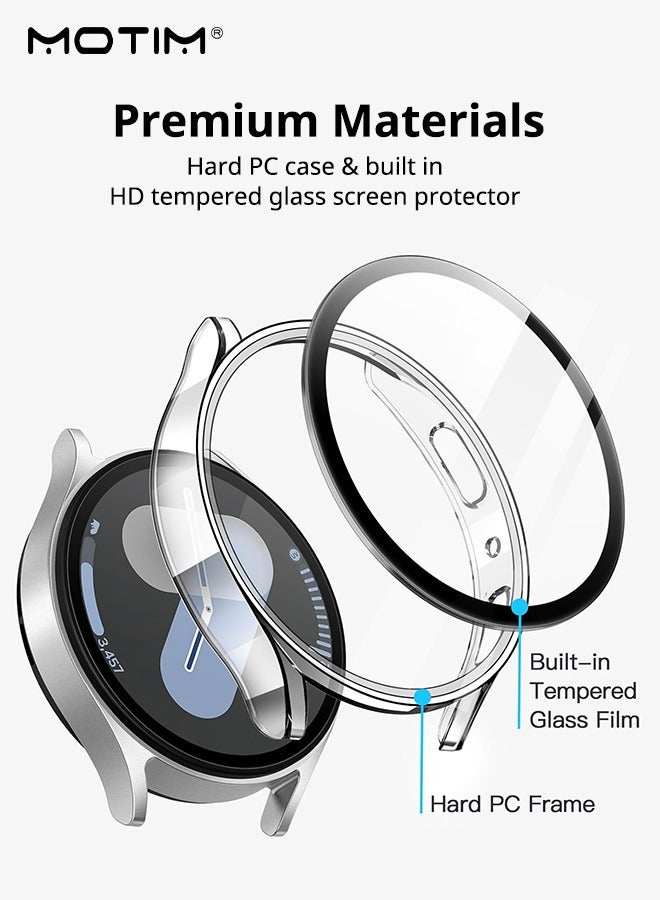 Motim Screen Protector Case for Samsung Galaxy Watch 7 44mm, Hard PC Bumper Cover with Tempered Glass Film Protective Cover, High Sensitivity  - Image 2