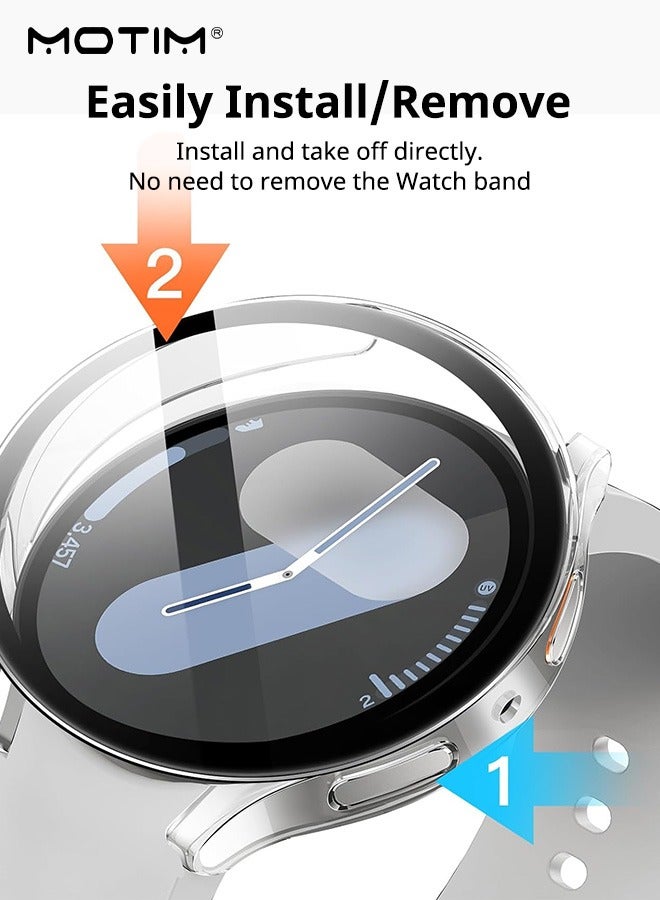 Motim Screen Protector Case for Samsung Galaxy Watch 7 44mm, Hard PC Bumper Cover with Tempered Glass Film Protective Cover, High Sensitivity  - Image 5