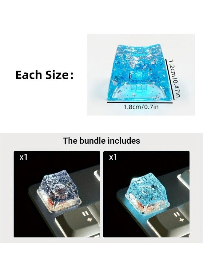 شيبشيب قطعتان من أغطية المفاتيح الفنية بأسلوب كريستالي مصنوع من الراتينج للّوحات الميكانيكية، ارتفاع 12 مم (0.47 بوصة)، شفاف لإضاءة خلفية لأجهزة ألعاب الكمبيوتر - Image 4