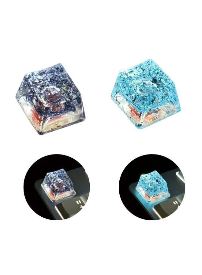 شيبشيب قطعتان من أغطية المفاتيح الفنية بأسلوب كريستالي مصنوع من الراتينج للّوحات الميكانيكية، ارتفاع 12 مم (0.47 بوصة)، شفاف لإضاءة خلفية لأجهزة ألعاب الكمبيوتر - Image 1