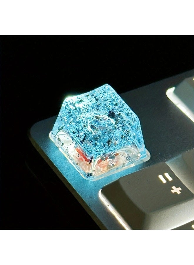 شيبشيب قطعتان من أغطية المفاتيح الفنية بأسلوب كريستالي مصنوع من الراتينج للّوحات الميكانيكية، ارتفاع 12 مم (0.47 بوصة)، شفاف لإضاءة خلفية لأجهزة ألعاب الكمبيوتر - Image 3