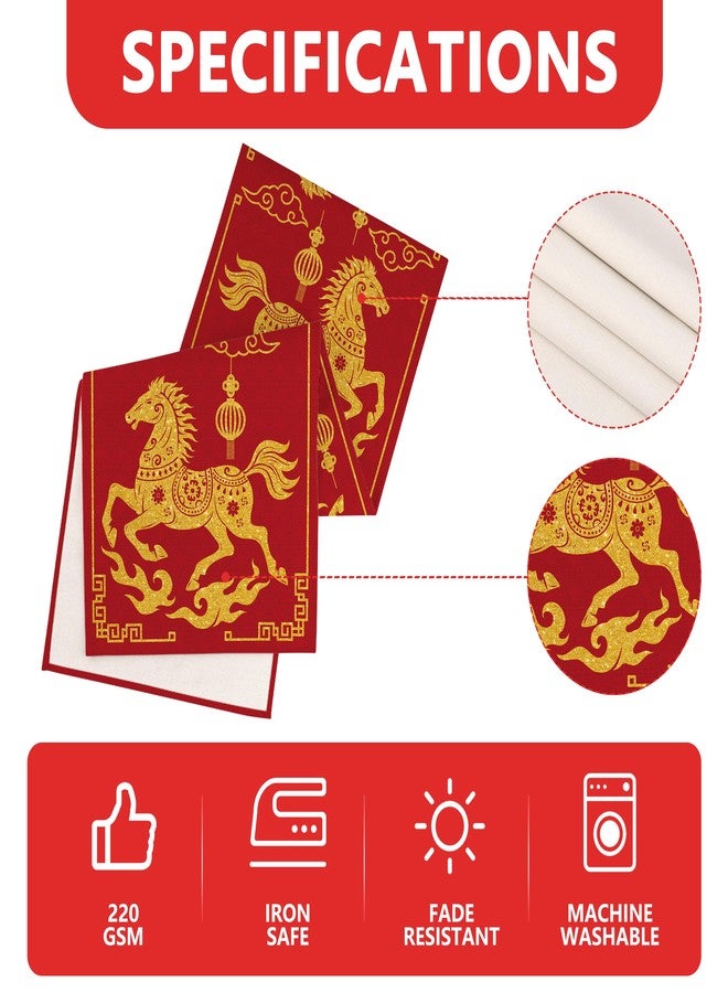 Siilues Chinese New Year Table Runner, Zodiac Horse Red Gold 2026 Happy Lunar New Year Table Runner Seasonal Spring Festival Home Party Kitchen Dining Table Decoration 13x72 Inch - Image 5