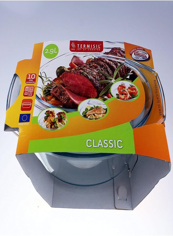 Termisil Glass casserole dish with lid, 2.9ltr