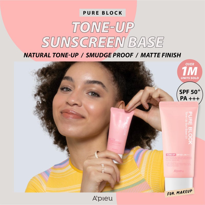 A'PIEU Pure Block Tone Up Sunscreen Base SPF5 50ml | Tone-Up Reef Safe Korean Sunscreen for Makeup Base - Image 2