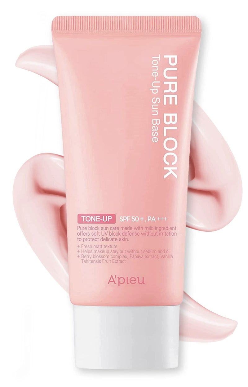 A'PIEU Pure Block Tone Up Sunscreen Base SPF5 50ml | Tone-Up Reef Safe Korean Sunscreen for Makeup Base - Image 1