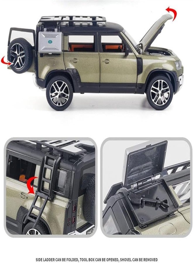 ANTALYA Defender Model Car Exclusive Alloy Metal Pull Back Toy Car with Openable Doors and Light Music Toys for Boys (1:24 Defender - Green) - Image 4