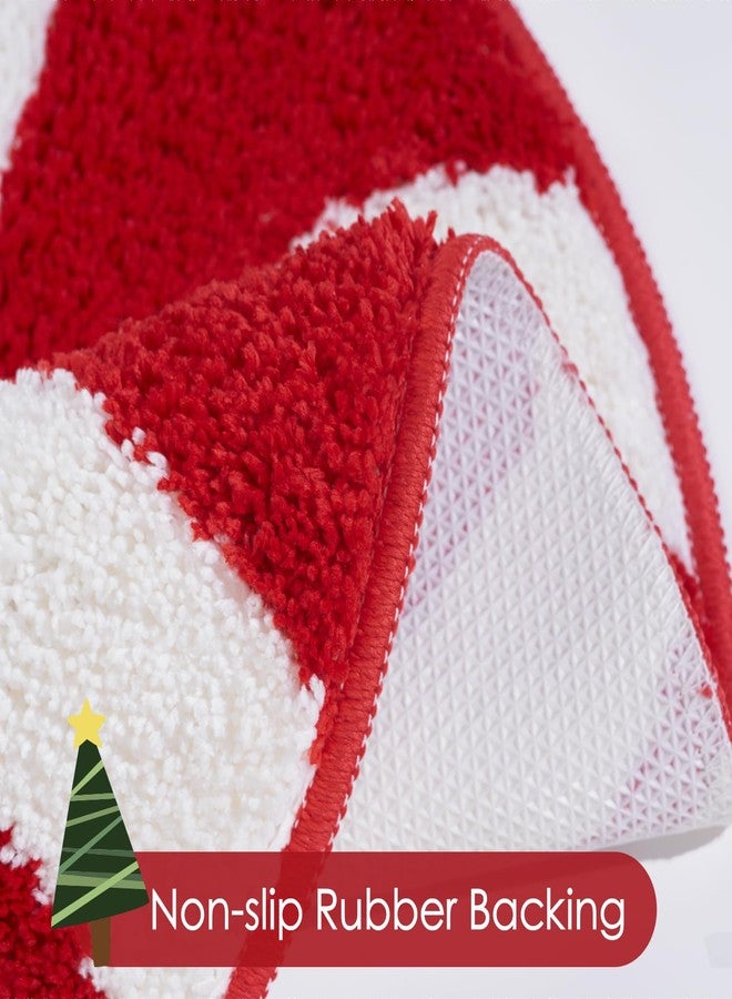 DyeFury Christmas Bathroom Rugs, Candy Cane Bath Mat for Peppermint Christmas Decor, Winter Rugs Decorations, Absorbent Bathtub Doormats Non Slip Washable, 24 x 24 Inch - Image 4
