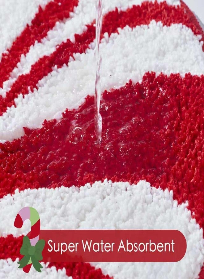 DyeFury Christmas Bathroom Rugs, Candy Cane Bath Mat for Peppermint Christmas Decor, Winter Rugs Decorations, Absorbent Bathtub Doormats Non Slip Washable, 24 x 24 Inch - Image 5