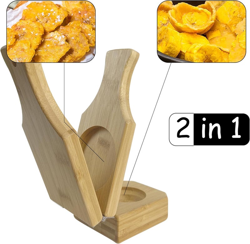 Bantlou Bamboo Tostones Plantain Press Plantain Smasher Maker - Authentic Caribbean Flavor, 2-in-1 Tostones and Plantain Cups, Perfect for Tostones and Stuffed Plantains,6.8 * 3 * 2.36inch - Image 2