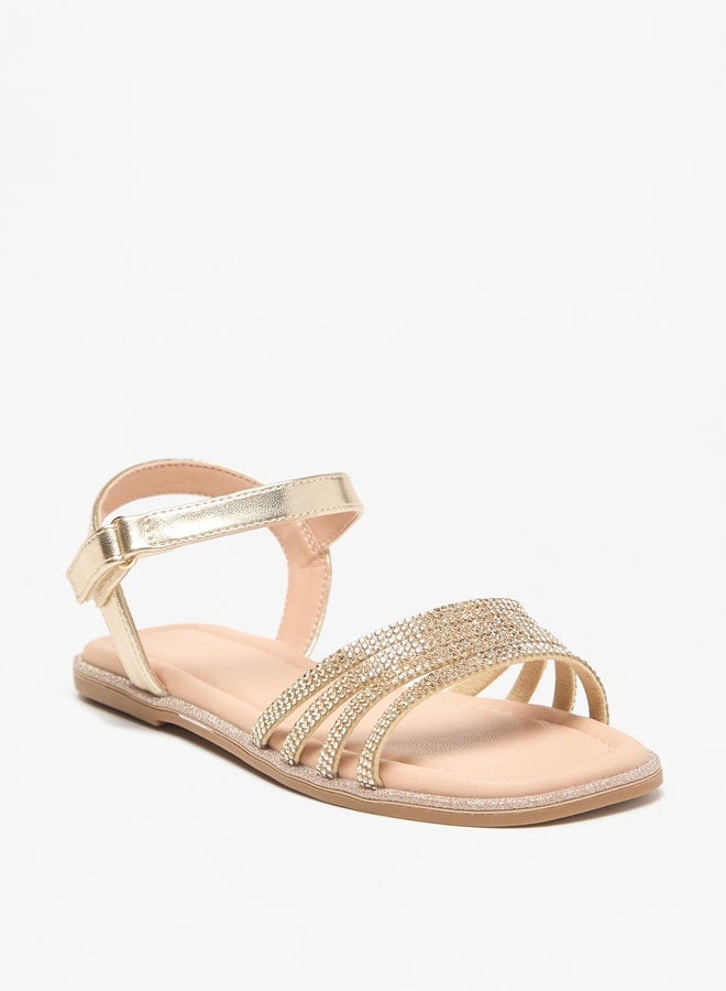 JUNIORS Embellished Sandals with Hook and Loop Closure - Image 3