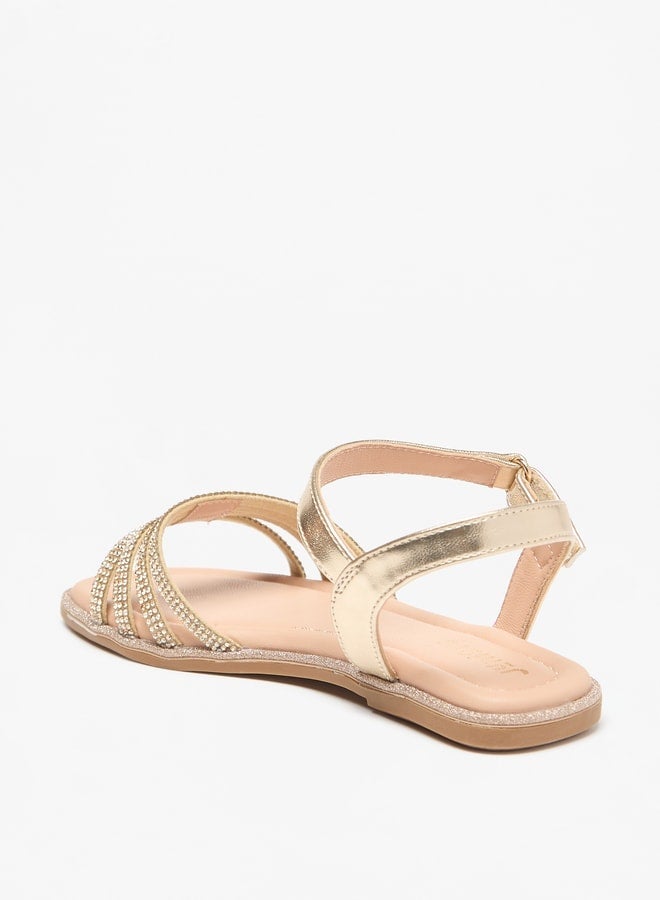 JUNIORS Embellished Sandals with Hook and Loop Closure - Image 2
