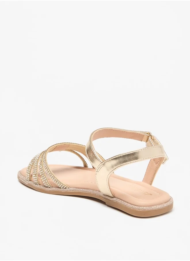 JUNIORS Embellished Sandals with Hook and Loop Closure