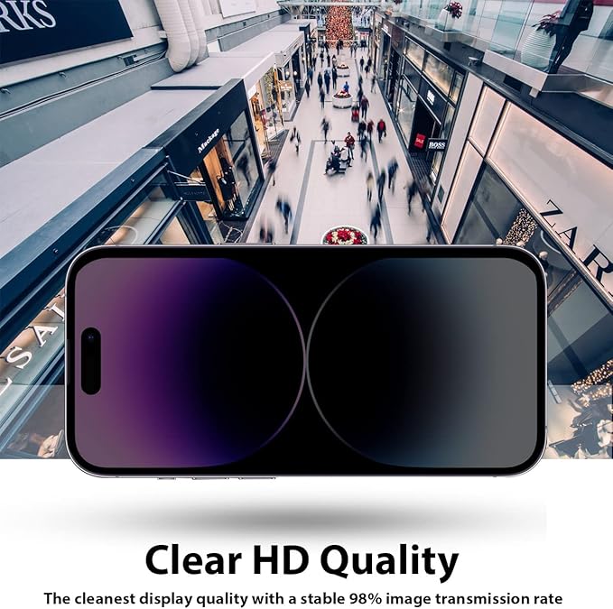 Privacy Screen Protector for iPhone 14 Pro, Anti-Spy 9H Tempered Glass, Case Friendly, Bubble-Free, HD Clear, Scratch Resistant Screen Guard - Image 5