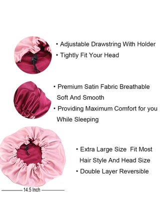 Women's Adjustable Reversible Satin Bonnet Soft Double Sided Sleep Cap - view 3