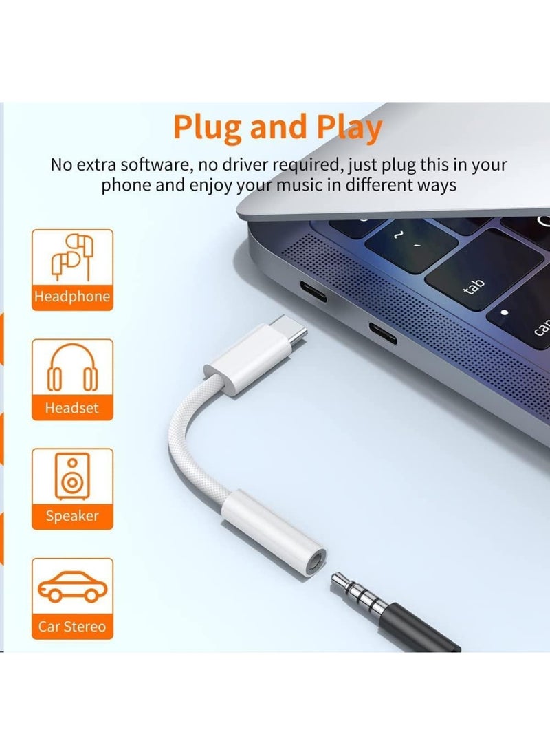 ECVV - Headphone Jack Converter USB Type C to 3.5mm Female Aux Adapter Compatible for Iphone 15 and all USB Type C Devics - Image 1