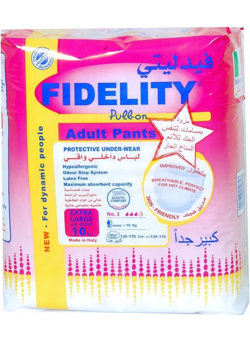 FIDELITY ADULT PULL ON PANT EXTRA LARGE 10Pcs - Image 1