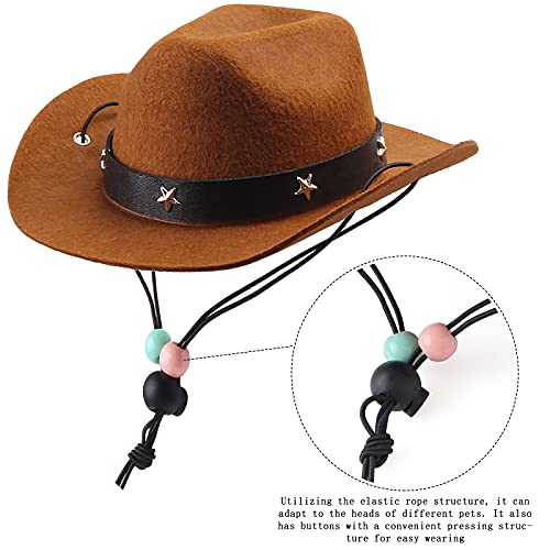 Yewong Pet Cowboy Costume Accessories - Dog Cat Pet Size Cowboy Hat and Bandana Scarf West Accessories for Puppy Kitten Party Festival and Daily Wearing Set of 2 (Coffee) - Image 3