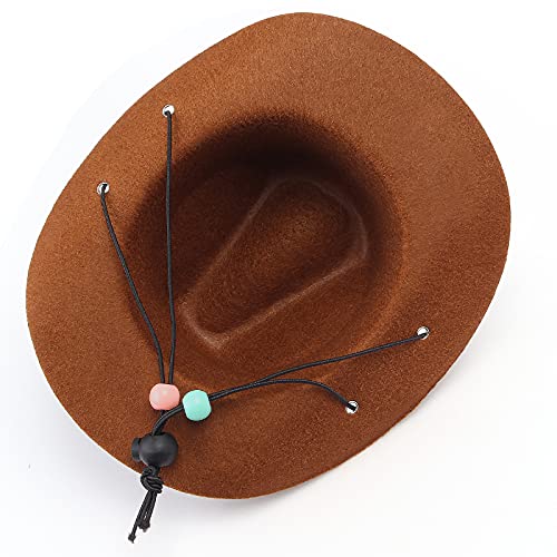Yewong Pet Cowboy Costume Accessories - Dog Cat Pet Size Cowboy Hat and Bandana Scarf West Accessories for Puppy Kitten Party Festival and Daily Wearing Set of 2 (Coffee) - Image 5