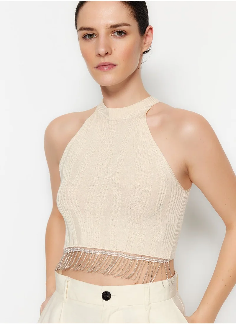 trendyol Fringe Hem Crop Top