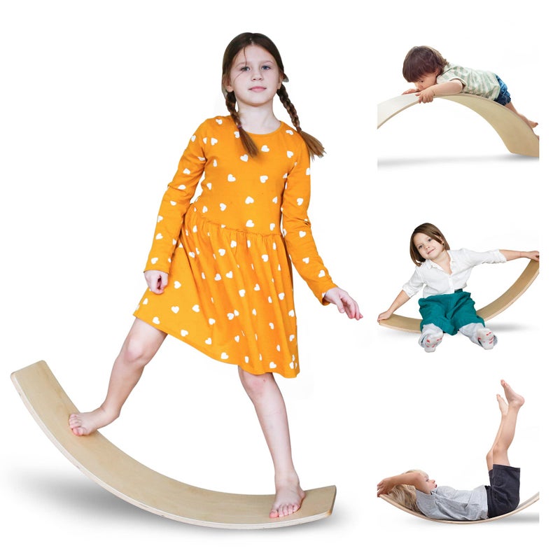 OUTREE Balance Board Kids Wooden Wobble Balance Board for Toddler with Smooth Edges Yoga Wooden Rocker Board Indoor OpenEnded Learning Toys Both for Kids and Adult