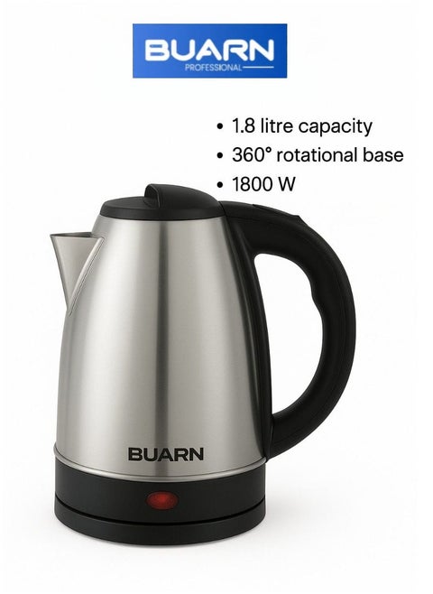 1800W Electric Kettle 1.8L – KB-S103 with Stainless Steel Body, Anti-Dry Burn Protection, Automatic Switch-Off, LED Indicators, High-Quality Double Metal Temperature Controller, 220-240V, 50/60Hz – Efficient, Safe, and Durable for Your Daily Use