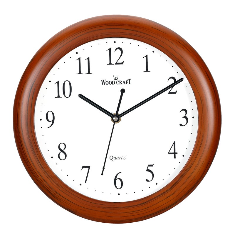 Wood Craft WS-17: Traditional Analog Wooden Wall Clock - 24 cm x 24 cm x 4 cm, Round, Brown Frame-White Dial - Image 5