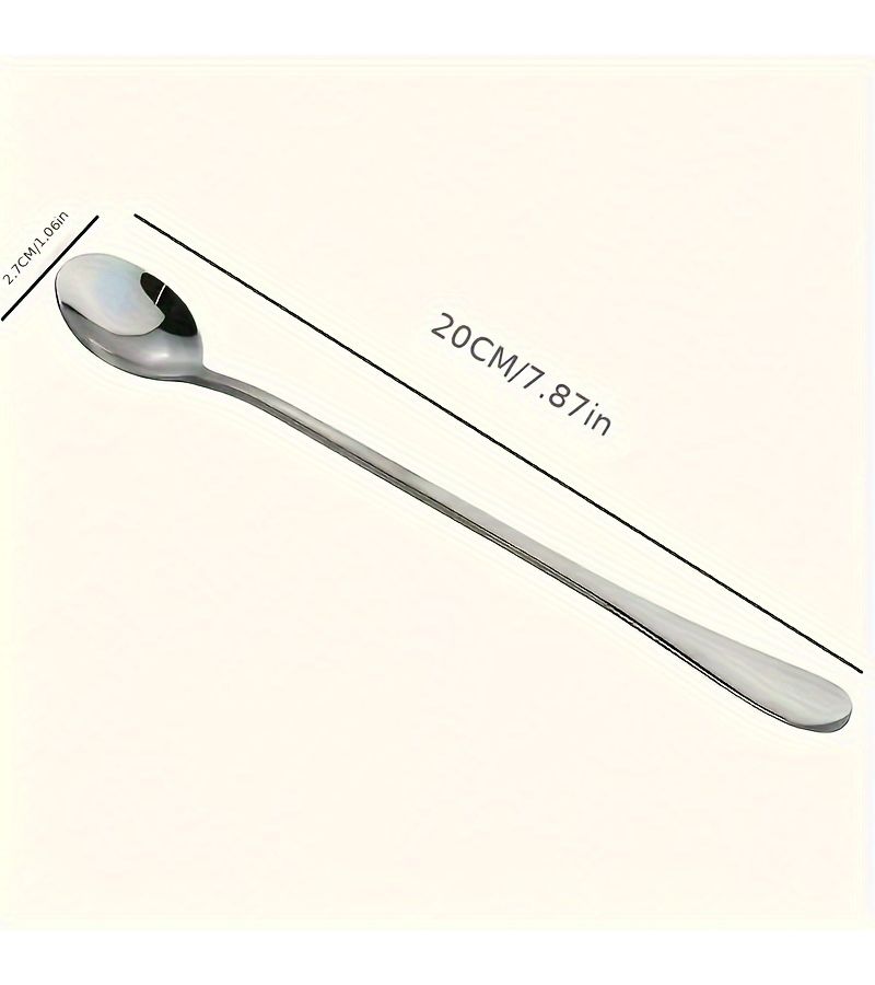 5pcs Stainless Steel Long Handle Spoon Set Heavy Duty Ice Tea Coffee Ice Cream Stirring Spoons Silver for Cafes Restaurants Dishwasher Safe - Image 5