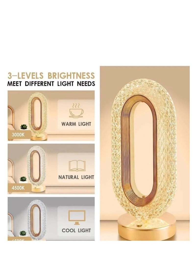 Generic - Touch Control Crystal Table Desk Lamp, 3-Way Dimmable Light, USB Rechargeable Crystal Diamond Table Lamp, Exquisite Night Stand Light Lamp Beside Lamp for Bedroom Living Room, Decorative Desk Lamp - Image 1
